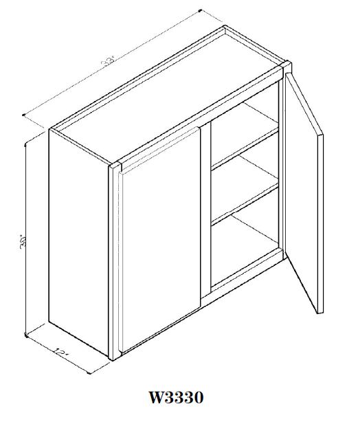 33" x 30" Wall Cabinet Arcadia White Shaker - W3330 30" Wall Cabinets Arcadia White GHI GHI-INSTORE Wall Cabinets