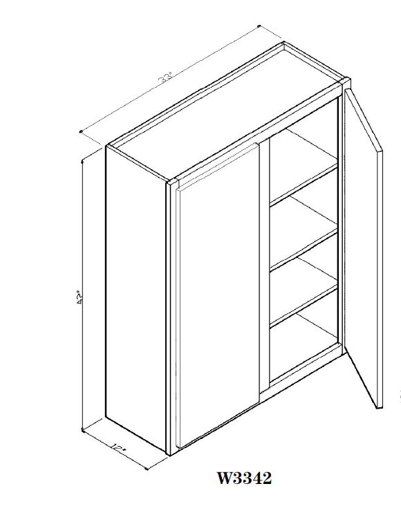 Special Order - 33" x 42" Wall Cabinet Arcadia White Shaker - W3342 42" Wall Cabinets Arcadia White GHI SPACW Special Order Wall Cabinets