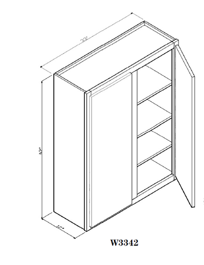 Special Order - 33" x 42" Wall Cabinet Arcadia White Shaker - W3342 42" Wall Cabinets Arcadia White GHI SPACW Special Order Wall Cabinets