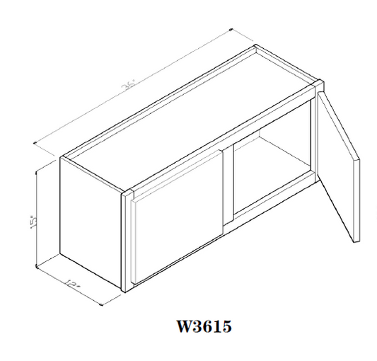 36" x 15" Wall Cabinet Arcadia White Shaker - W3615 Arcadia White GHI GHI-INSTORE Upper Wall Cabinets Wall Cabinets