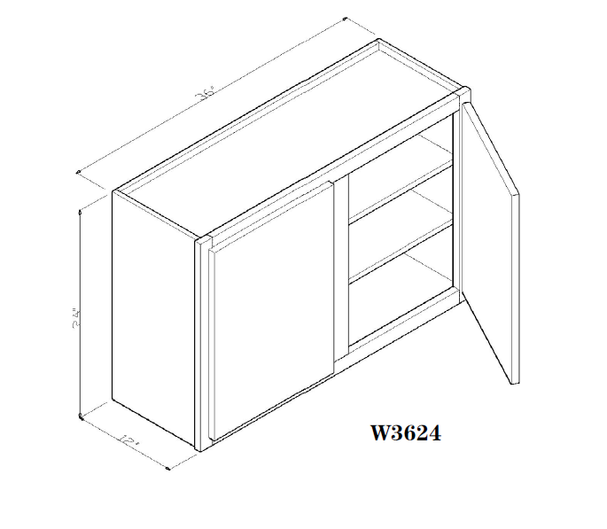 Special Order - 36" x 24" Wall Cabinet Pacific Gray - W3624 GHI Pacific Gray Special Order SPPGS Upper Wall Cabinets Wall Cabinets