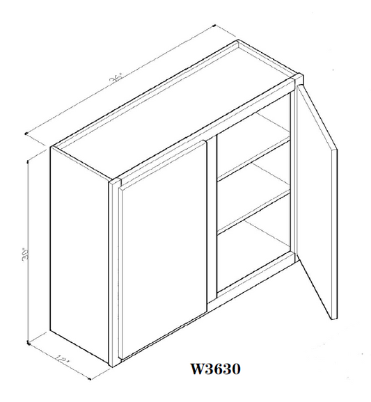 Special Order - 36" x 30" Wall Cabinet Frontier Shaker - W3630 30" Wall Cabinets Frontier Shaker GHI Special Order SPFTS Wall Cabinets