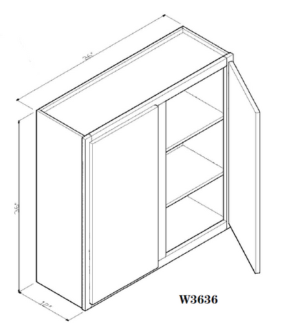 Special Order - 36" x 36" Wall Cabinet Rustic Walnut - W3636 36" Wall Cabinets GHI Rustic Walnut Special Order SPRWS Wall Cabinets