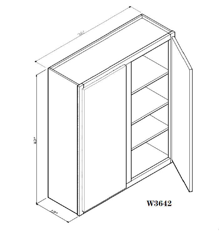 Special Order - 36" x 42" Wall Cabinet Arcadia White Shaker - W3642 42" Wall Cabinets Arcadia White GHI SPACW Special Order Wall Cabinets