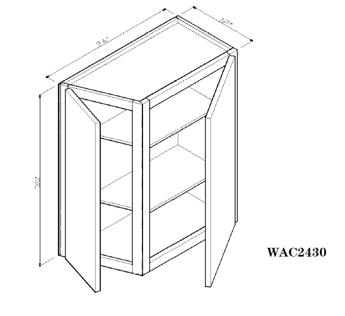 Special Order - 24" x 30" Wall Angle Corner Arcadia White Shaker - WAC2430 30" Wall Cabinets Arcadia White Corner Wall Cabinets GHI SPACW Special Order Wall Cabinets