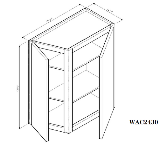 Special Order - 24" x 30" Wall Angle Corner Arcadia White Shaker - WAC2430 30" Wall Cabinets Arcadia White Corner Wall Cabinets GHI SPACW Special Order Wall Cabinets