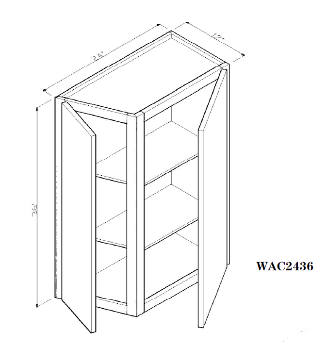 Special Order - 24" x 36" Wall Angle Corner Arcadia White Shaker - WAC2436 36" Wall Cabinets Arcadia White Corner Wall Cabinets GHI SPACW Special Order Wall Cabinets