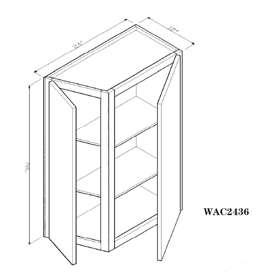 Special Order - 24" x 36" Wall Angle Corner Cabinet Rustic Walnut - WAC2436 36" Wall Cabinets Corner Wall Cabinets GHI Rustic Walnut Special Order SPRWS Wall Cabinets