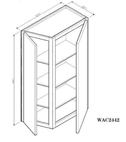 Special Order - 24" x 42" Wall Angle Corner Arcadia White Shaker - WAC2442 42" Wall Cabinets Arcadia White Corner Wall Cabinets GHI SPACW Special Order Wall Cabinets