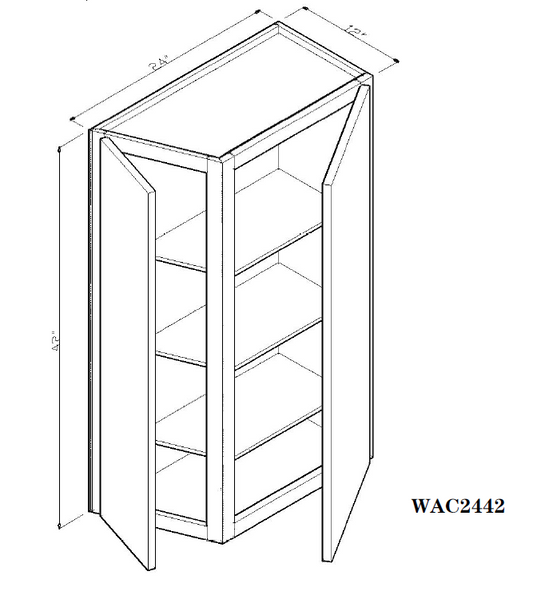 Special Order - 24" x 42" Wall Angle Corner Cabinet New Castle Gray - WAC2442 Corner Wall Cabinets GHI New Castle Gray Special Order SPNCG Wall Cabinets