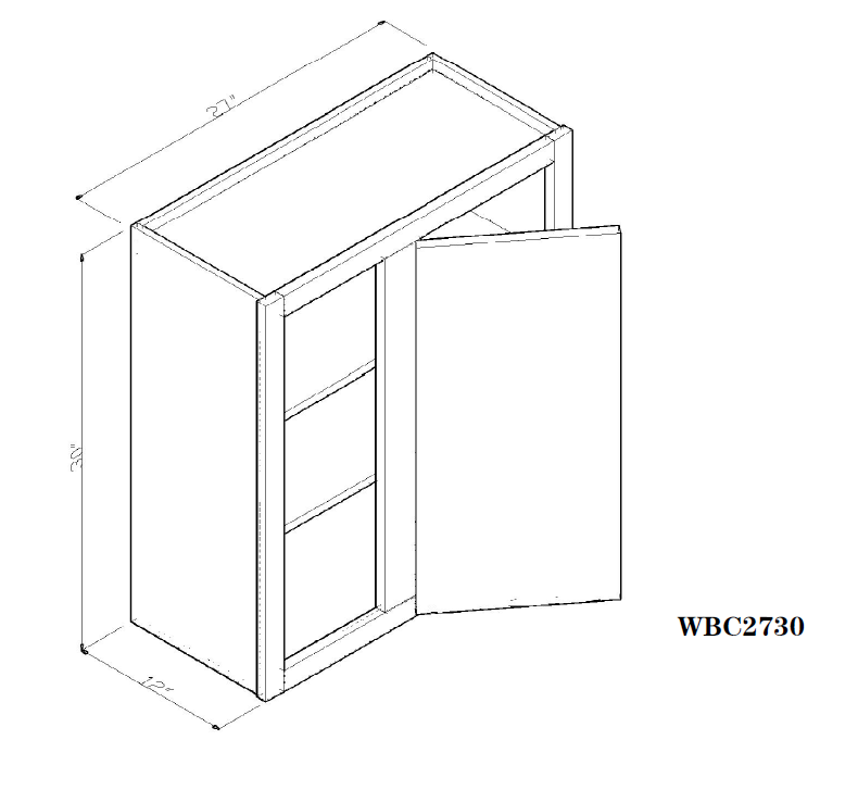 Special Order - 27" x 30" Wall Blind Corner Cabinet Rustic Walnut - WBC2730 30" Wall Cabinets Corner Wall Cabinets GHI Rustic Walnut Special Order SPRWS Wall Cabinets