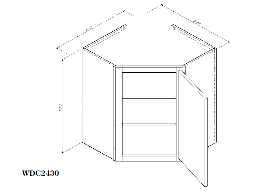 Special Order - 24" x 30" Wall Diagonal Corner Arcadia White Shaker - WDC2430 30" Wall Cabinets Arcadia White Corner Wall Cabinets GHI SPACW Special Order Wall Cabinets