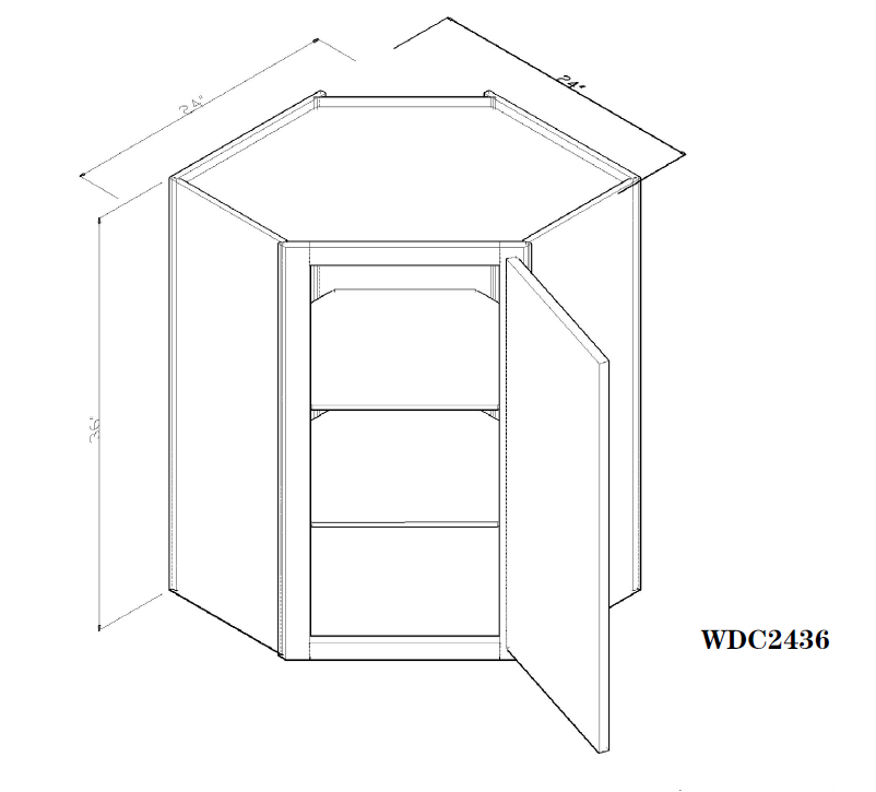 Special Order - 24" x 36" Wall Diagonal Corner Cabinet Frontier Shaker - WDC2436 36" Wall Cabinets Corner Wall Cabinets Frontier Shaker GHI Special Order SPFTS Wall Cabinets