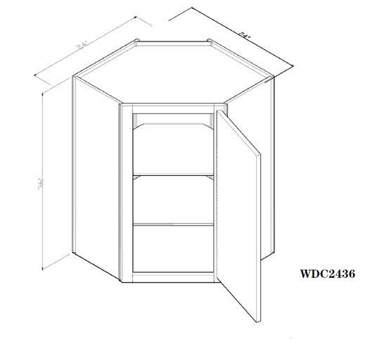 Special Order - 24" x 36" Wall Diagonal Corner Cabinet Frontier Shaker - WDC2436 36" Wall Cabinets Corner Wall Cabinets Frontier Shaker GHI Special Order SPFTS Wall Cabinets