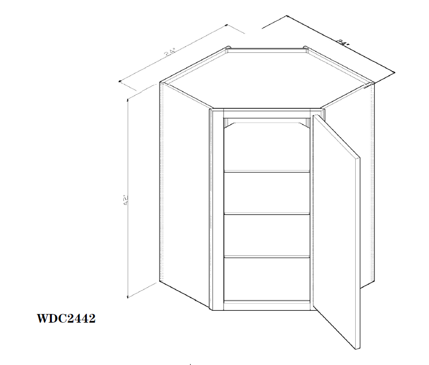 Special Order - 24" x 42" Wall Diagonal Corner Cabinet Rustic Walnut - WDC2442 42" Wall Cabinets Corner Wall Cabinets GHI Rustic Walnut Special Order SPRWS Wall Cabinets