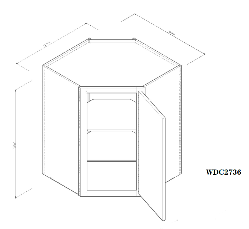 Special Order - 27" x 36" Wall Diagonal Corner Arcadia White Shaker - WDC2736 36" Wall Cabinets Arcadia White Corner Wall Cabinets GHI SPACW Special Order Wall Cabinets