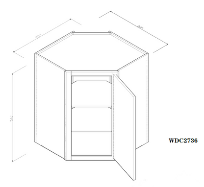 Special Order - 27" x 36" Wall Diagonal Corner Cabinet Rustic Walnut - WDC2736 36" Wall Cabinets Corner Wall Cabinets GHI Rustic Walnut Special Order SPRWS Wall Cabinets