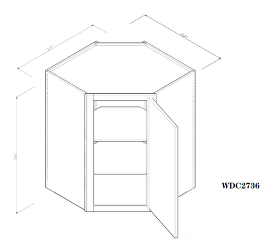 Special Order - 27" x 36" Wall Diagonal Corner Cabinet Rustic Walnut - WDC2736 36" Wall Cabinets Corner Wall Cabinets GHI Rustic Walnut Special Order SPRWS Wall Cabinets