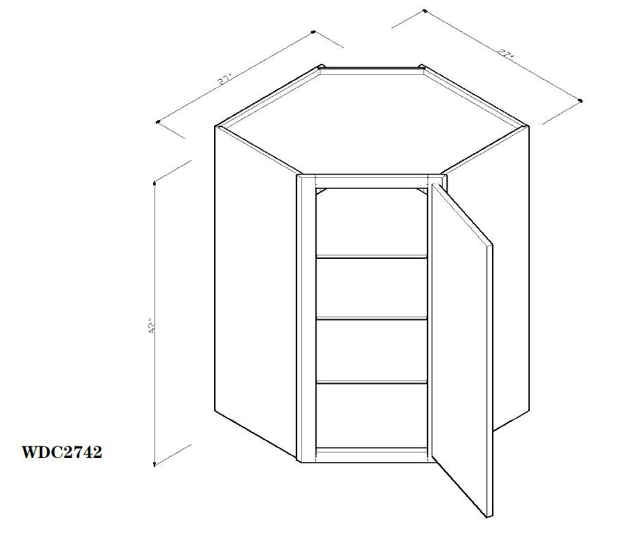 Special Order - 27" x 42" Wall Diagonal Corner Arcadia White Shaker - WDC2742 42" Wall Cabinets Arcadia White Corner Wall Cabinets GHI SPACW Special Order Wall Cabinets