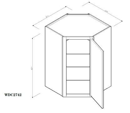 Special Order - 27" x 42" Wall Diagonal Corner Cabinet Pacific Gray - WDC2742 42" Wall Cabinets Corner Wall Cabinets GHI Pacific Gray Special Order SPPGS Wall Cabinets