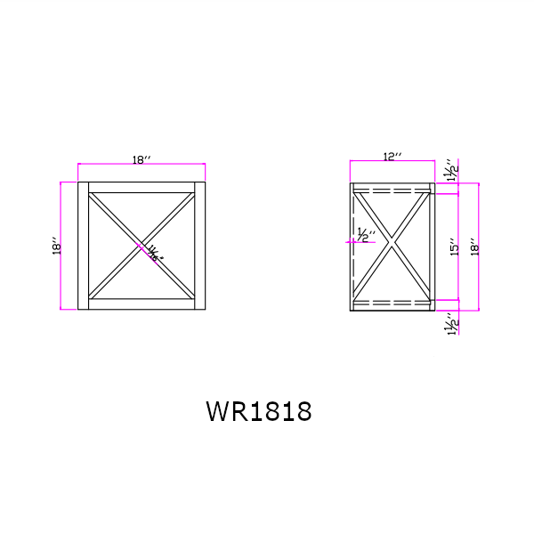 Special Order - 18" x 18" Wine Rack Frontier Shaker - WR1818 Frontier Shaker GHI GHI Accessories Special Order SPFTS Wine Rack