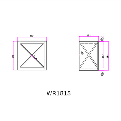 Special Order - 18" x 18" Wine Rack Frontier Shaker - WR1818 Frontier Shaker GHI GHI Accessories Special Order SPFTS Wine Rack